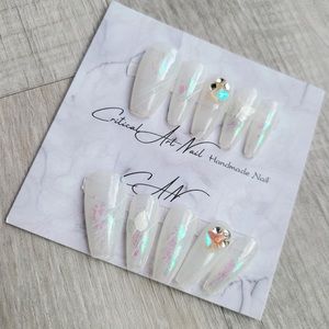 handmade gel nail, gem nails, acrylic press on nail, fake nail